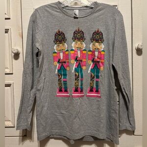 Bella Canvas Gray Long Sleeve Tee with Colorful Nutcracker Design